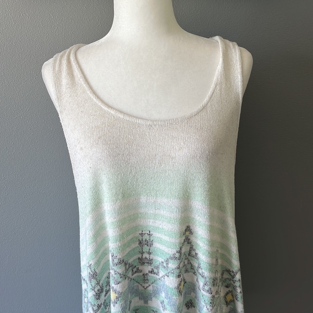 Blu Pepper Knit Racerback Tank Tunic Top Aztec Print - Picture 2 of 8